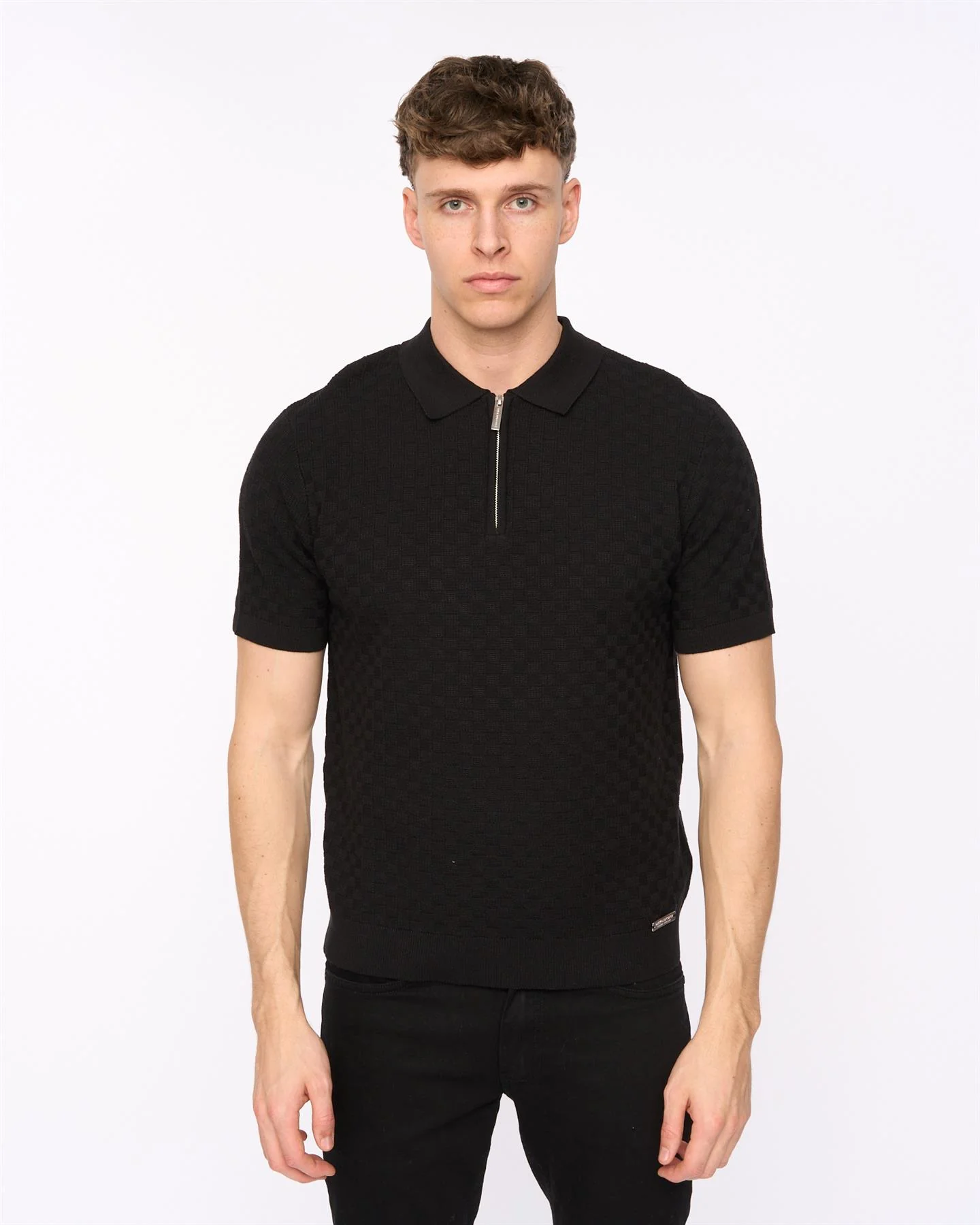 Danvers Zip Knit Polo Black