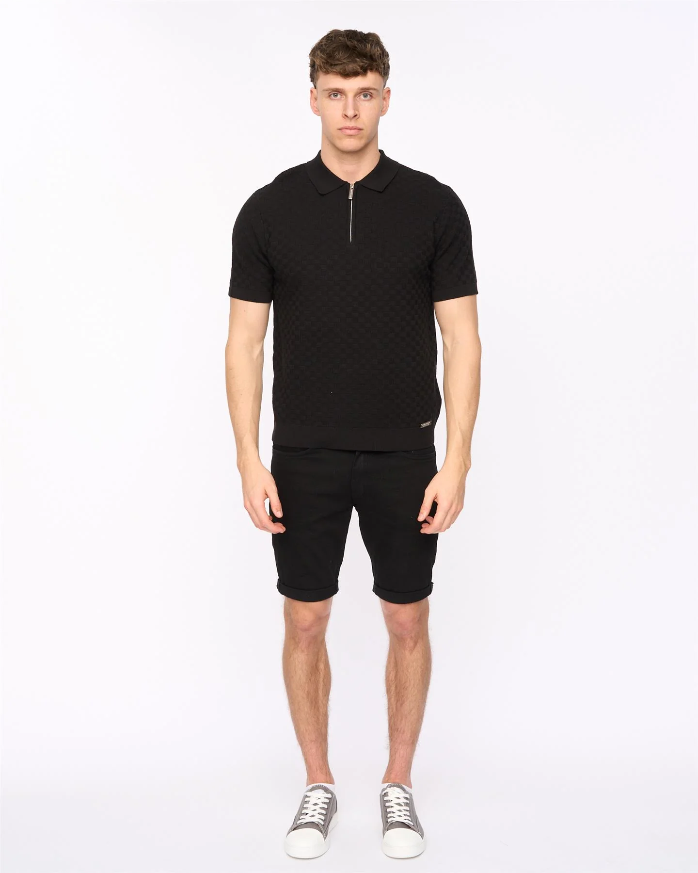Danvers Zip Knit Polo Black - Image 2