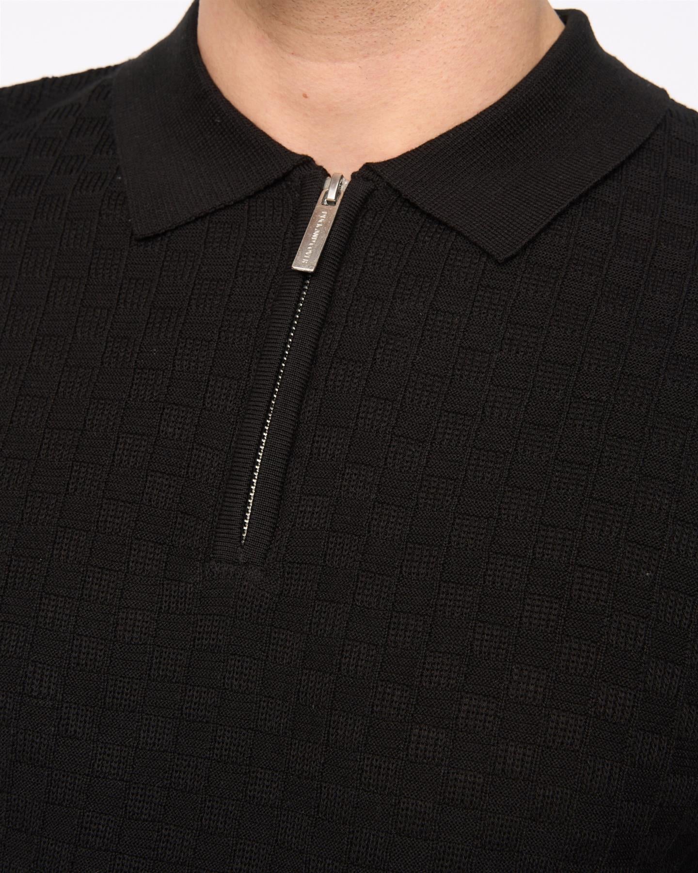 Danvers Zip Knit Polo Black - Image 6