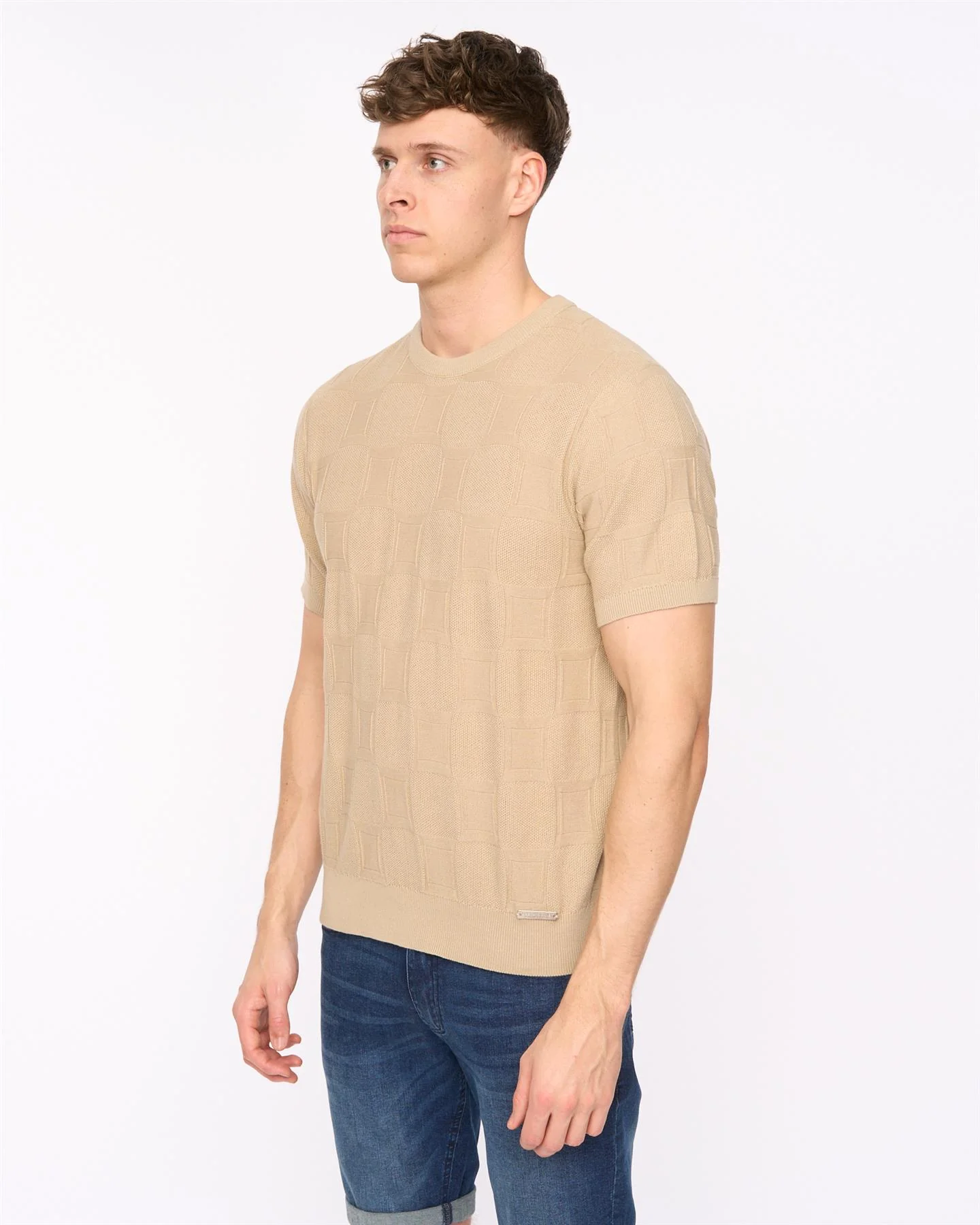 Littleton Knit T-Shirt Light Stone - Image 3