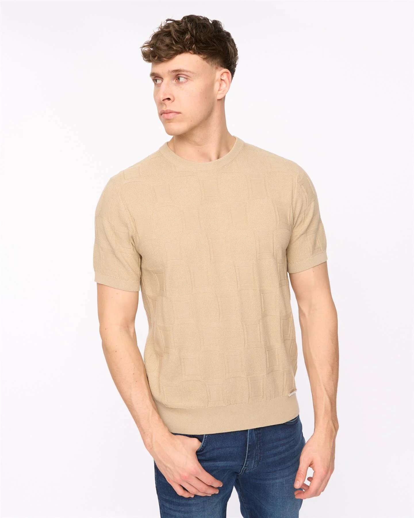 Littleton Knit T-Shirt Light Stone - Image 6