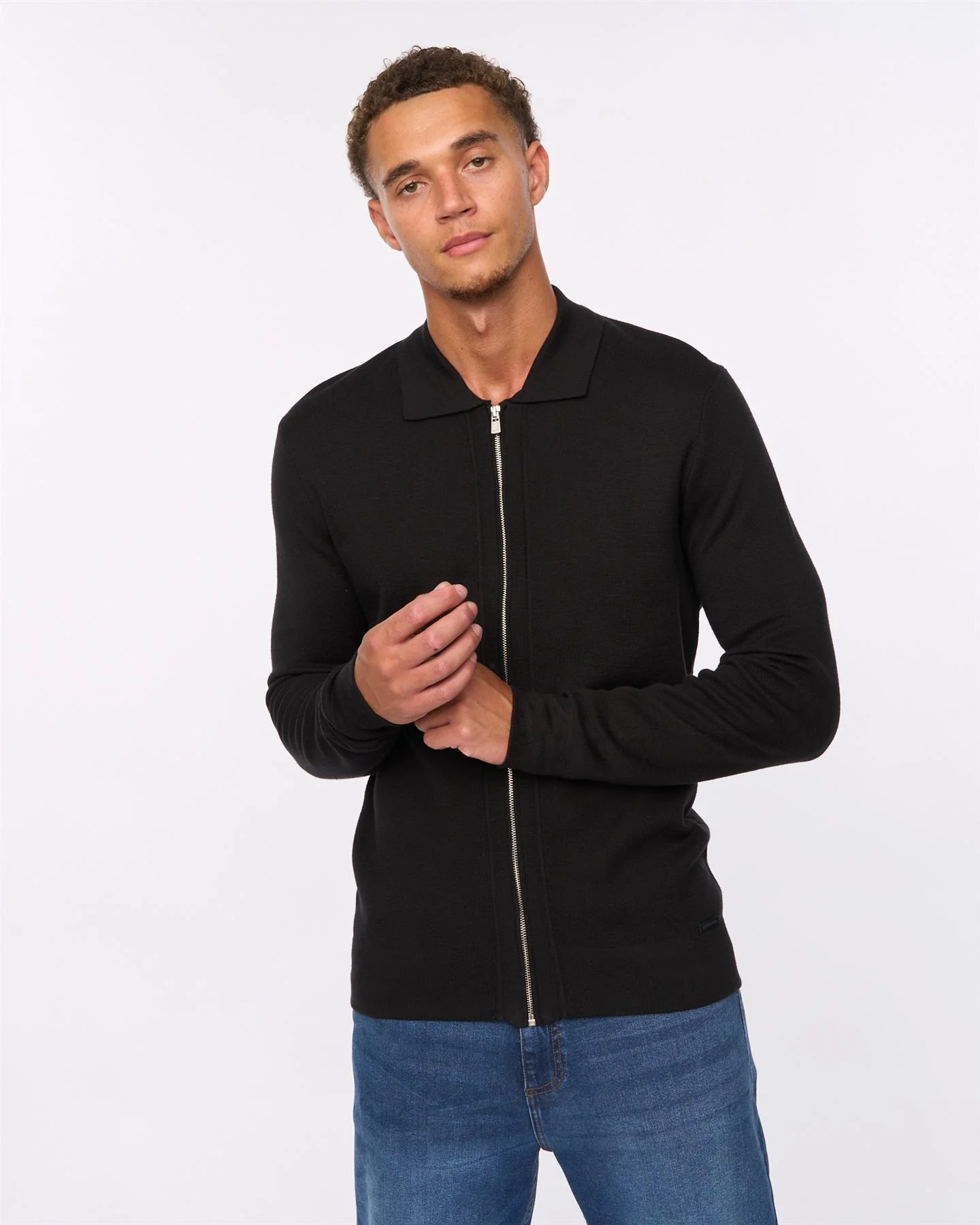 Melfi Zip Thru Knit Black - Image 2