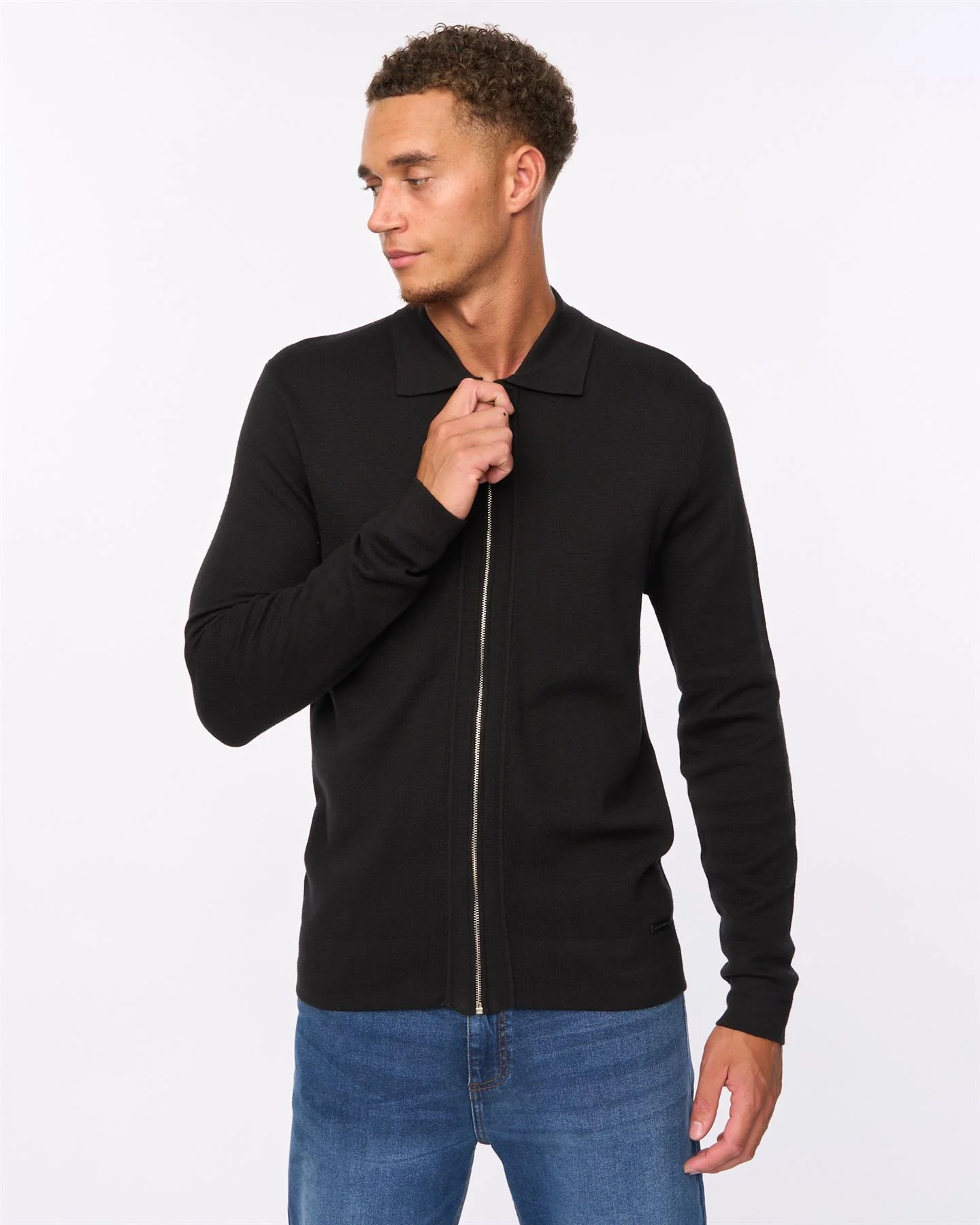 Melfi Zip Thru Knit Black - Image 4