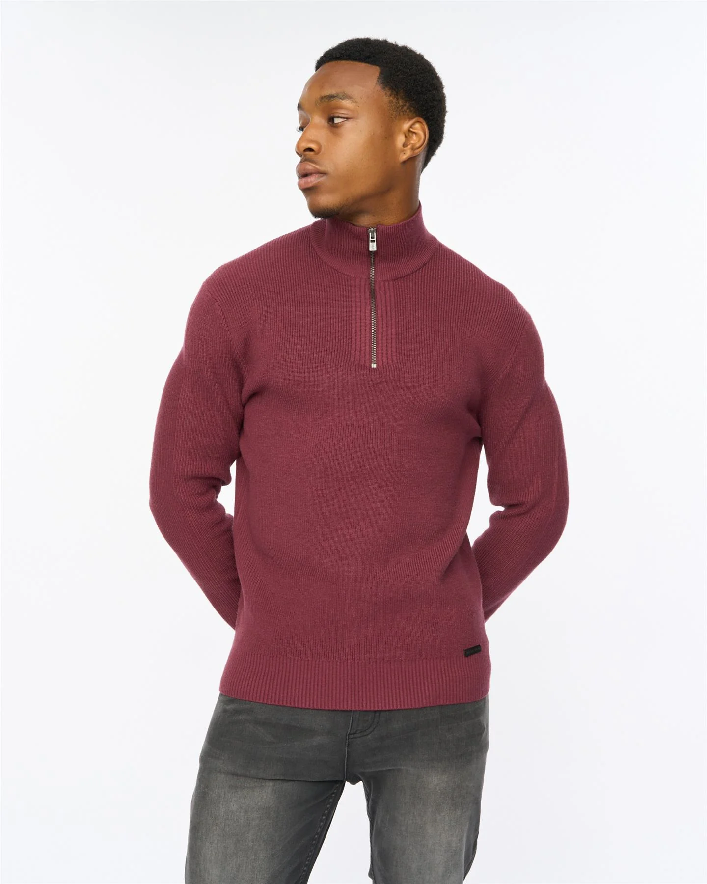Potenza 1/4 Zip Knit Raisin - Image 5