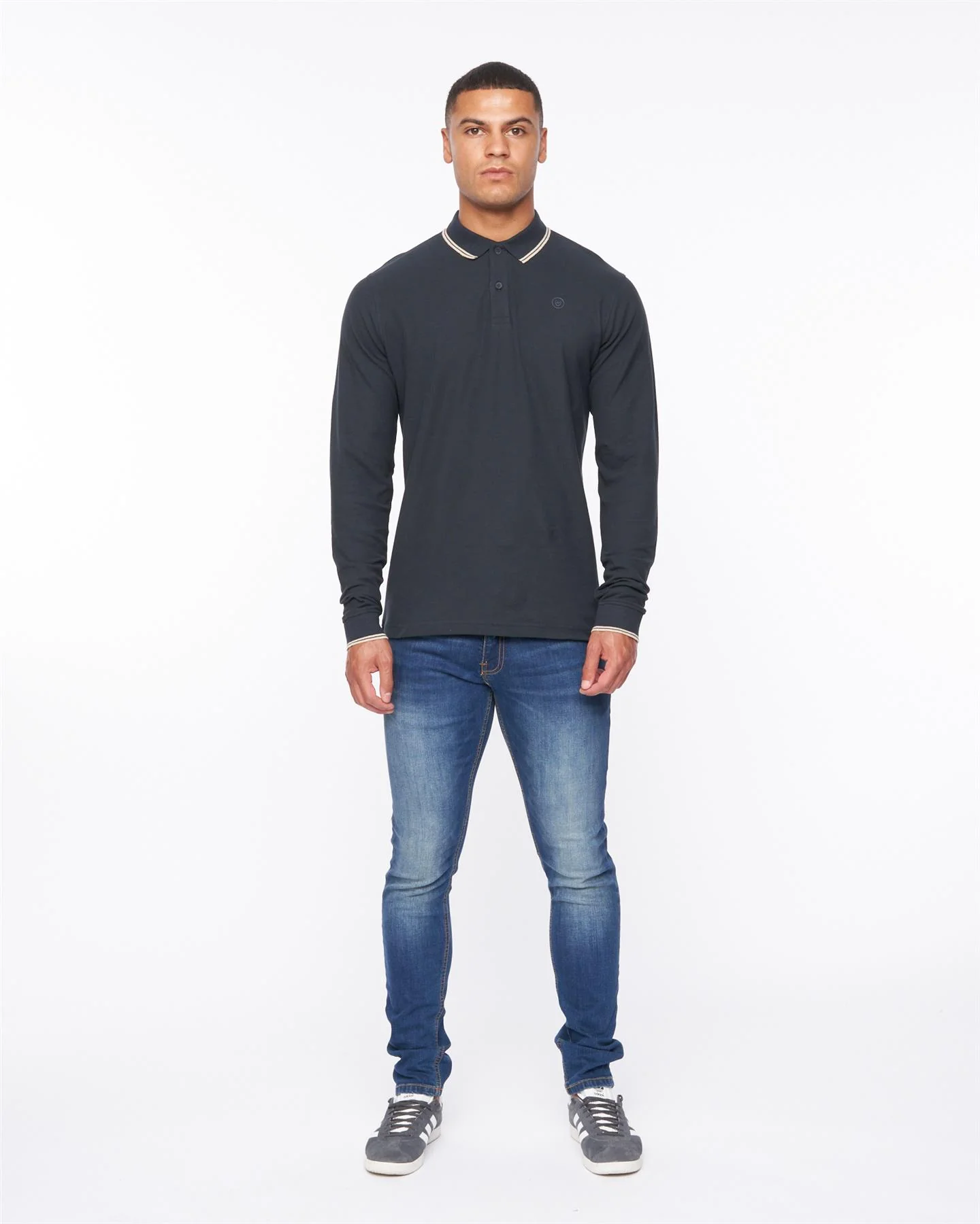 Roxberry Long Sleeve Polo Navy - Image 3
