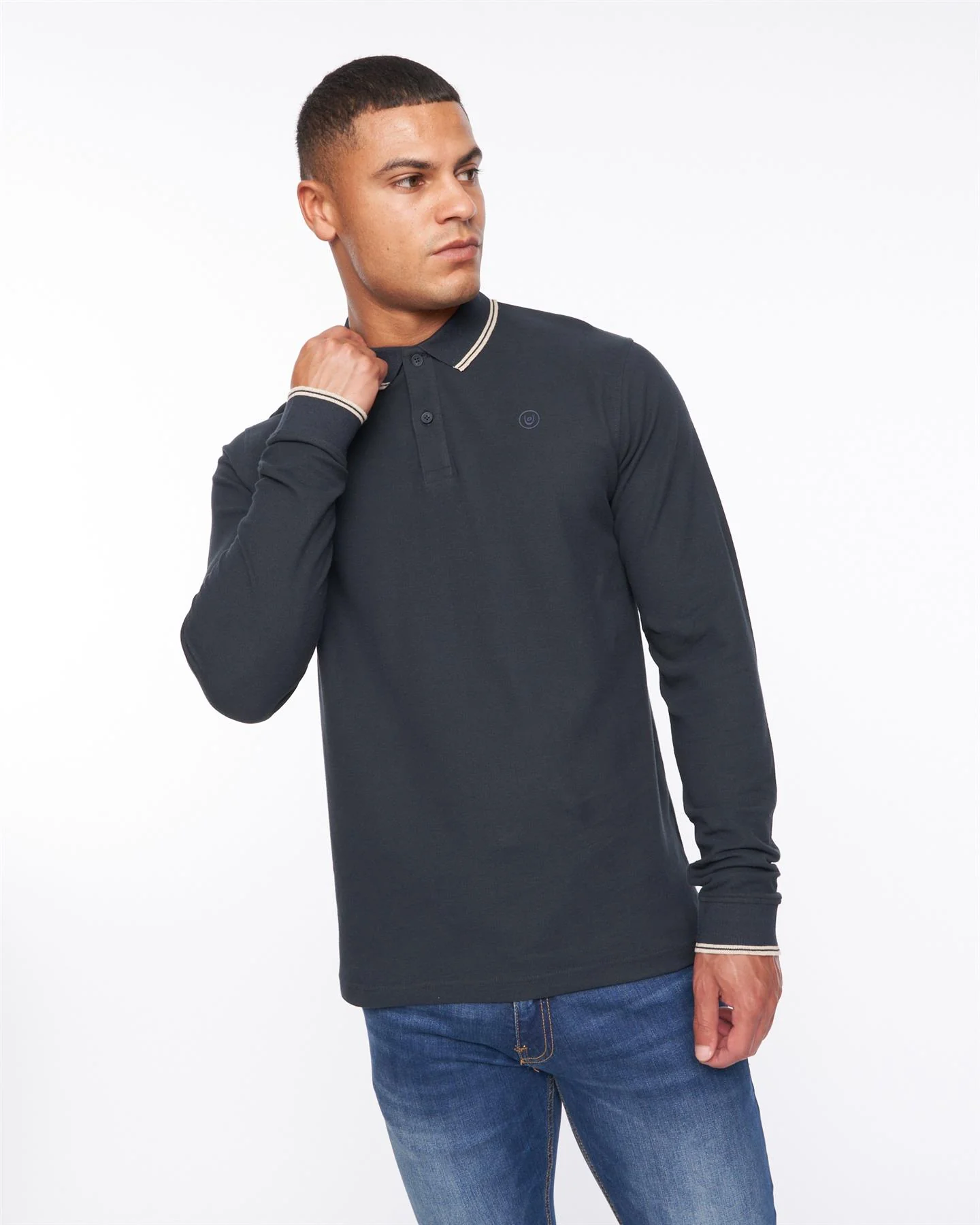 Roxberry Long Sleeve Polo Navy - Image 5