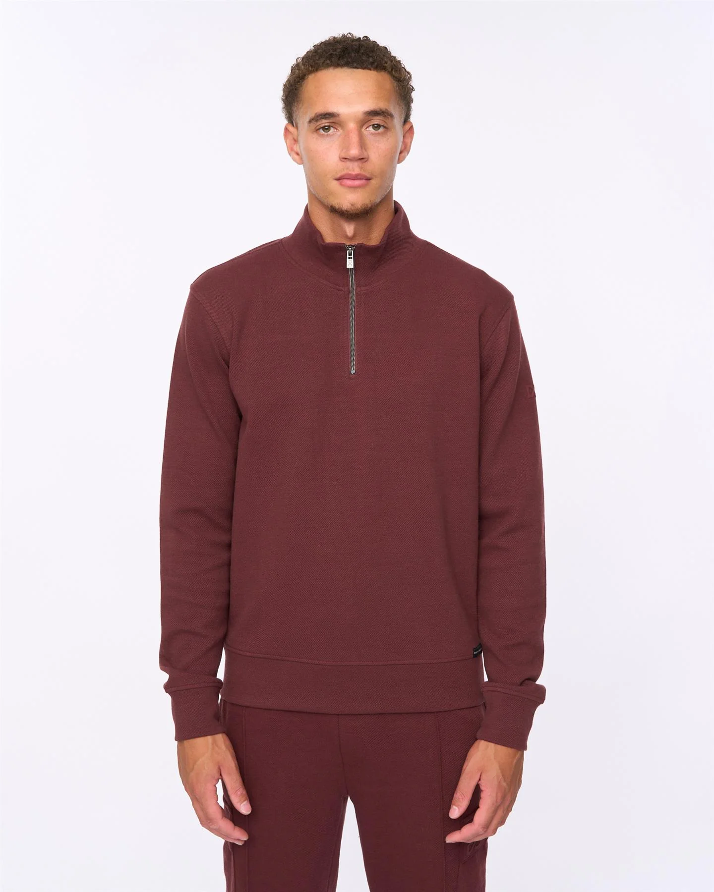 Slellmoore 1/4 Zip Hoodie & Optimus Combat Joggers Set Wine - Image 3