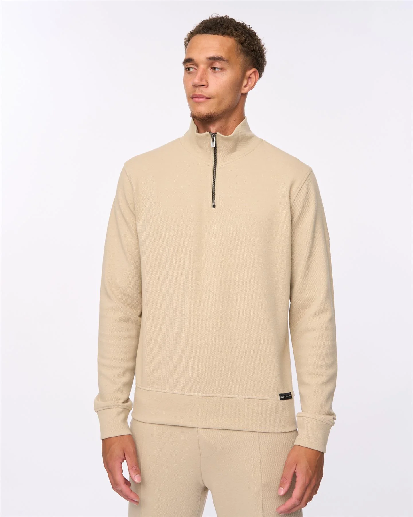 Slellmoore 1/4 Zip Hoodie Stone