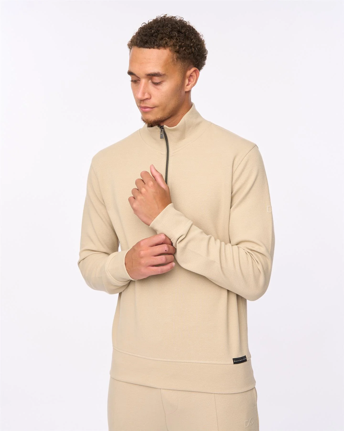 Slellmoore 1/4 Zip Hoodie Stone - Image 2