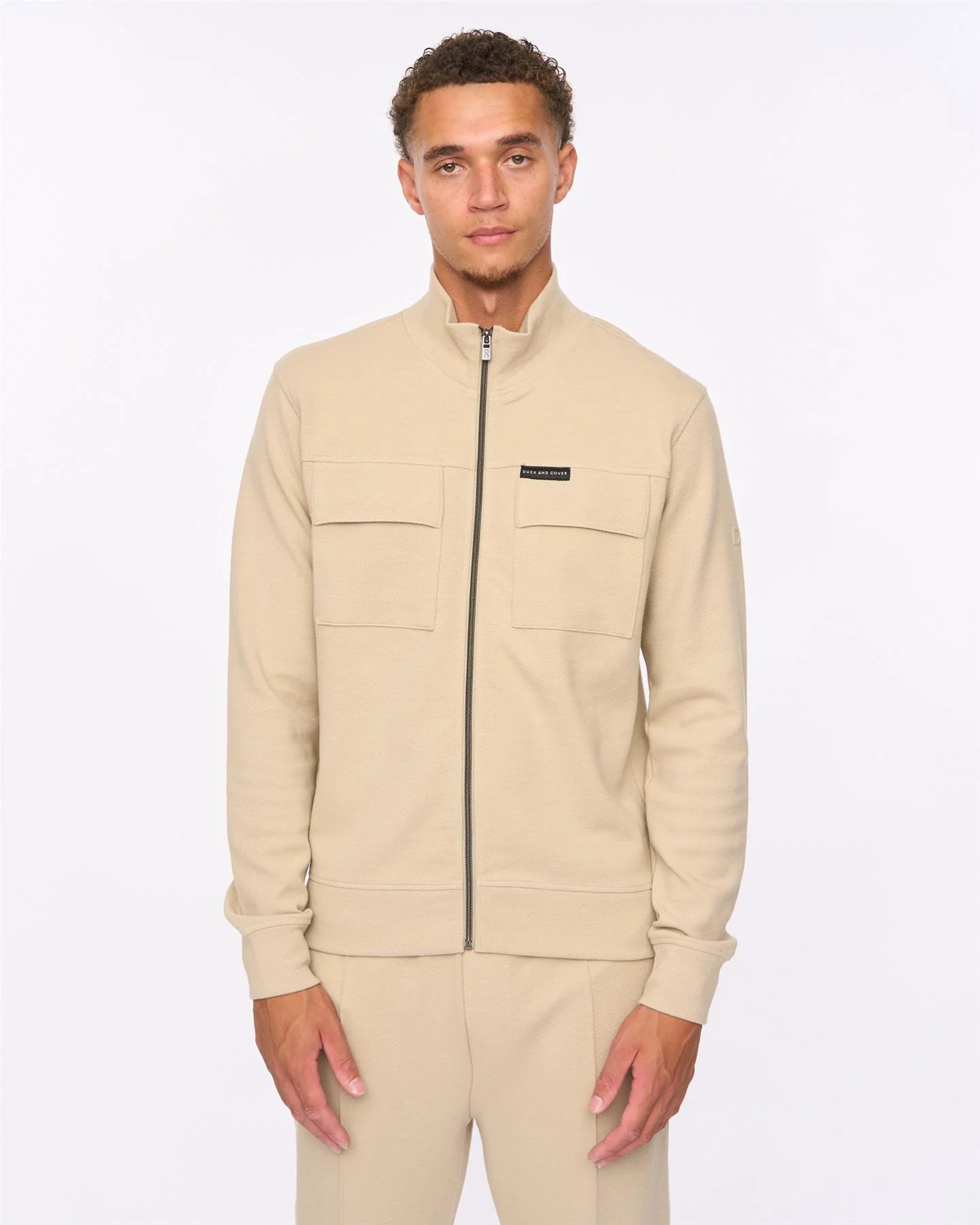 Tames Zip Thru Sweat & Joggers Set Stone - Image 3